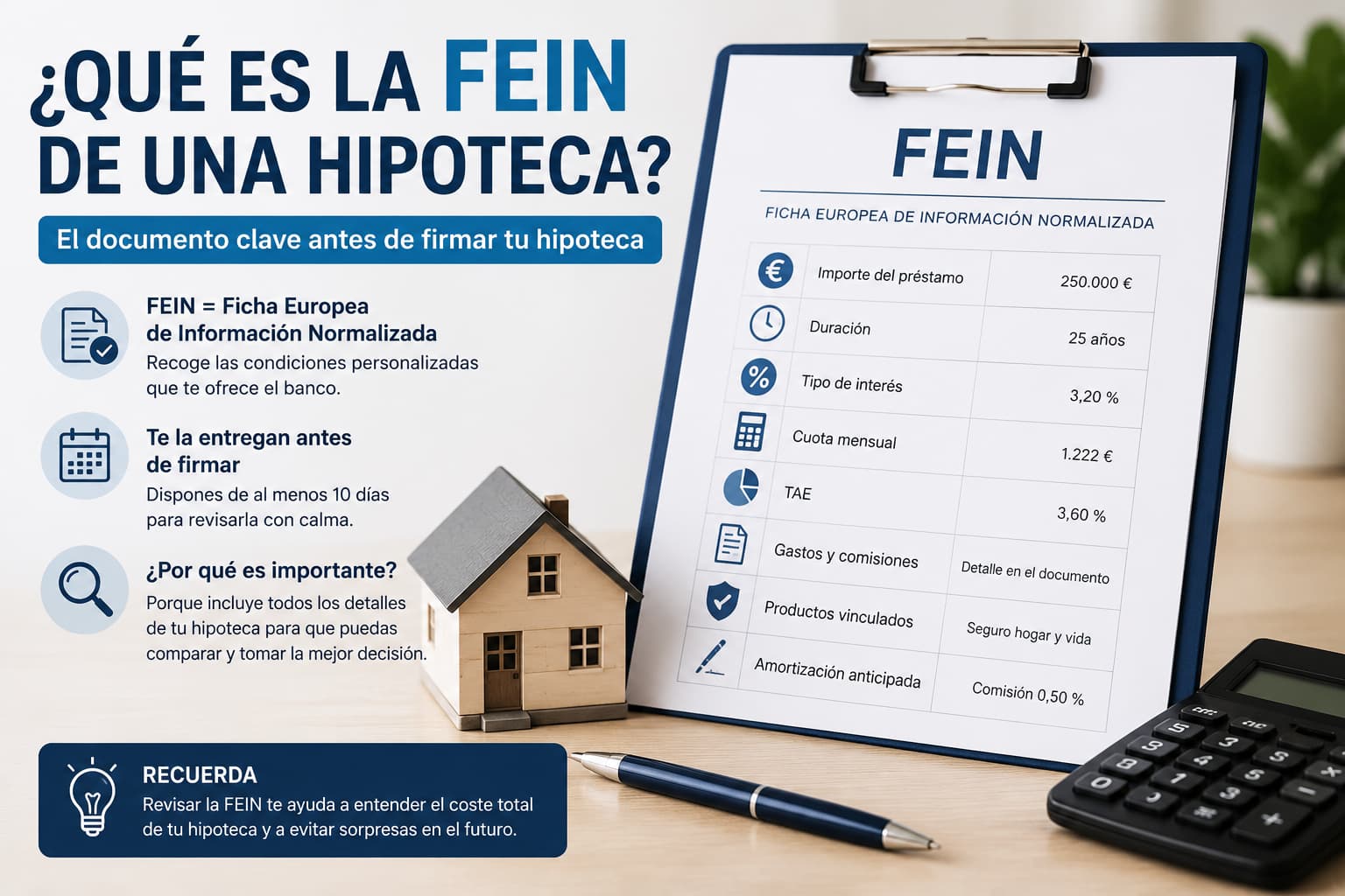 qué es la FEIN de una hipoteca antes de firmar