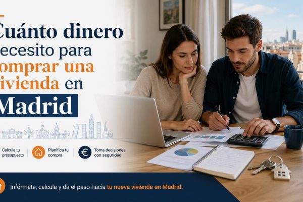 pareja calculando cuánto dinero necesita para comprar una vivienda en Madrid